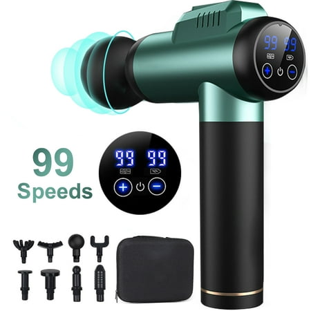 SANMADROLA Massage Gun Deep Tissue, Muscle Massage Gun for Back Neck Muscle Pain Relieve, Upgrade Percussion Massager with 99 Speed Levels 8 Heads, Super Quiet Portable Electric Massager, Green