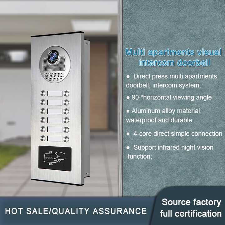 12unit 7inch wired video doorbell set,suitable for indoor and outdoor video