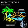 thumbnail image 4 of CADODIS Sunrise Neon Light Coconut Tree Surfboard LED Sign for Bedroom Bar Tiki Party Decor, Summer Beach Wall Light USB Powered Dimmable Sign, 4 of 5