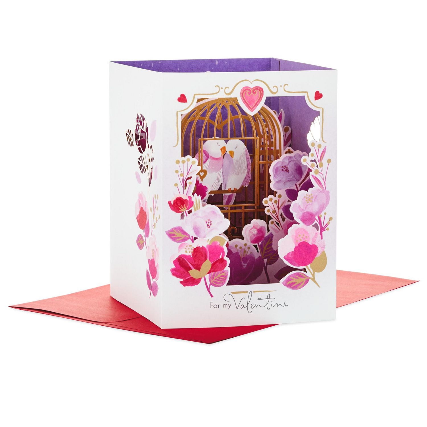 Hallmark Paper Wonder Displayable Pop Up Valentines Day Card for Husband, Wife, Boyfriend, Girlfriend (Love Birds Valentine)