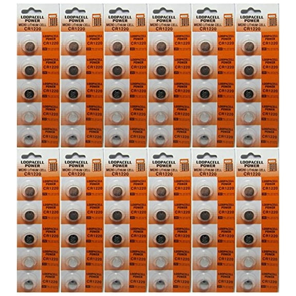 60 Loopacell 3v Battery CR1220 CR-1220 Lithium Batteries DL1220