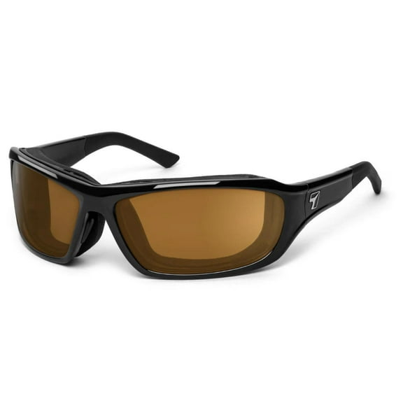 7 Eye Air Shield Derby Sunglasses,SharpView Copper Lens,Glossy Black Frame,M-XL