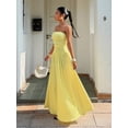 thumbnail image 3 of Women's Cream Yellow Textured Knit Strapless Maxi Dress Summer Casual Dress, 3 of 6