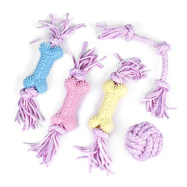 Jouet en Corde pour Chien Fait Main 5 Pcs Jouet Interactif Balle pour Chien Corde à Mâcher pour Noël