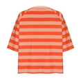 thumbnail image 3 of Htigea Women's Oversized Tshirts Casual Raglan 3/4 Sleeve Crewneck Tee Loose Pullover Striped Printed Crop Shirts Orange,XL, 3 of 4