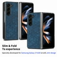 thumbnail image 4 of Allytechgroup Stylish Phone Case for Samsung Galaxy Z Fold 5, Retro PU Leather Slim Fit Bumper Shockproof Anti-Scratch Lightweight Back Cover Case for Galaxy Z Fold5, Blue, 4 of 8