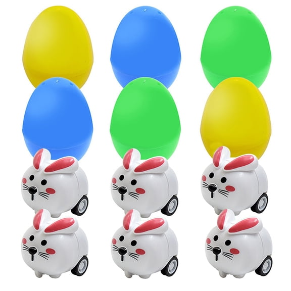 Taotanxi 6 Pack Prefilled Easter Eggs with Animal Car Toy Kids Boy Girl Easter Basket Essential Stuffers Filler Surprise Eggs Hunt Party Favor