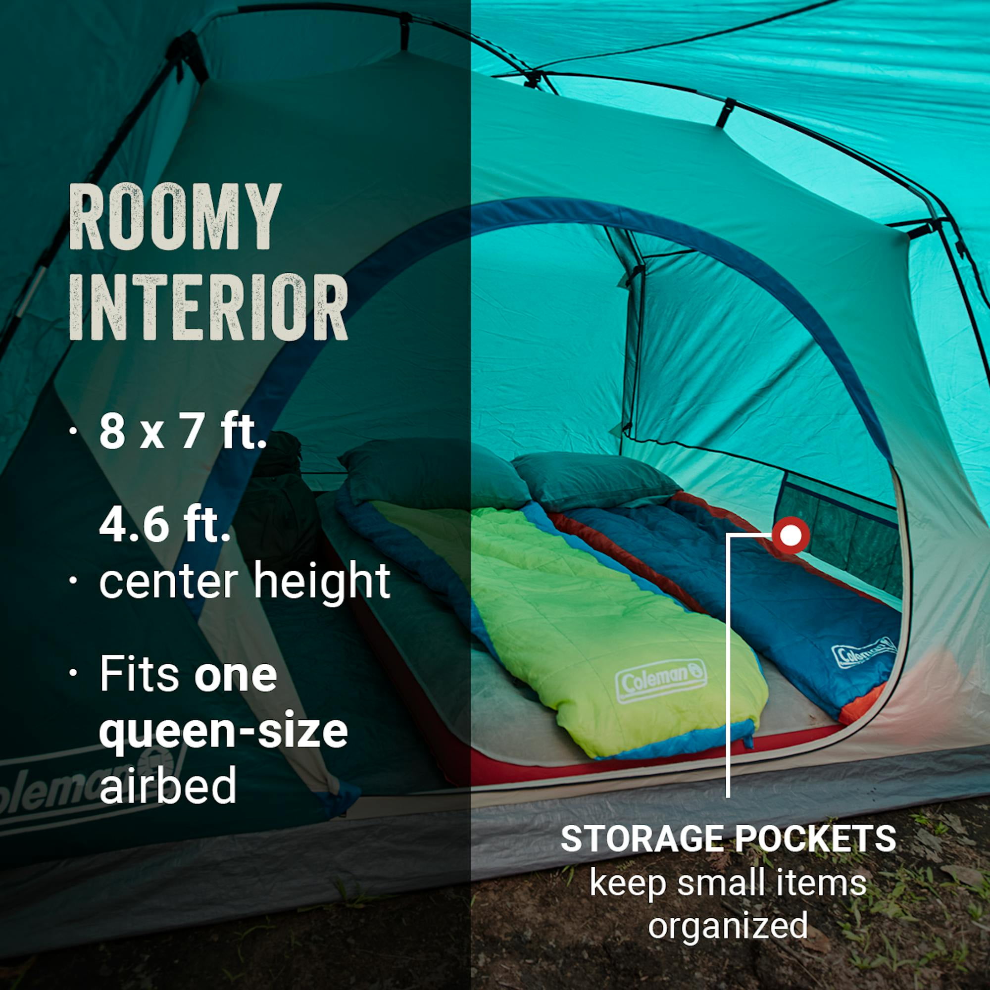 Coleman Skydome™ 4-Person Camping Tent with Full-Fly Vestibule, Evergreen