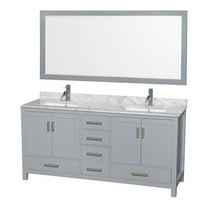 Wyndham Collection Sheffield 72" Marble Double Bathroom Vanity in Gray/White