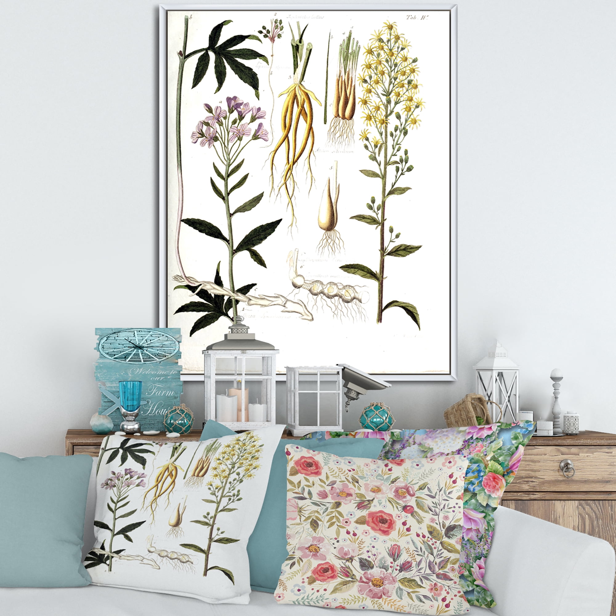 Designart 'Ancient Plant Life VIII' Farmhouse Framed Canvas Wall Art Print