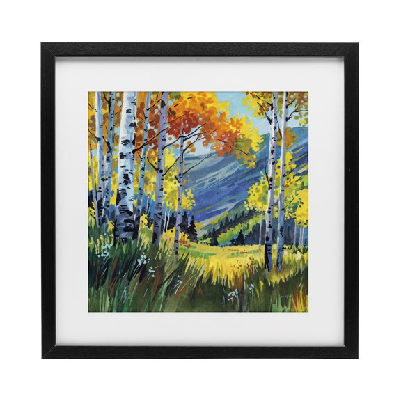 Stupell Industries Contemporary Autumn Golden Birch Grove Black Framed Print Under Glass, 13 x 13, by Kate Jarvik Birch