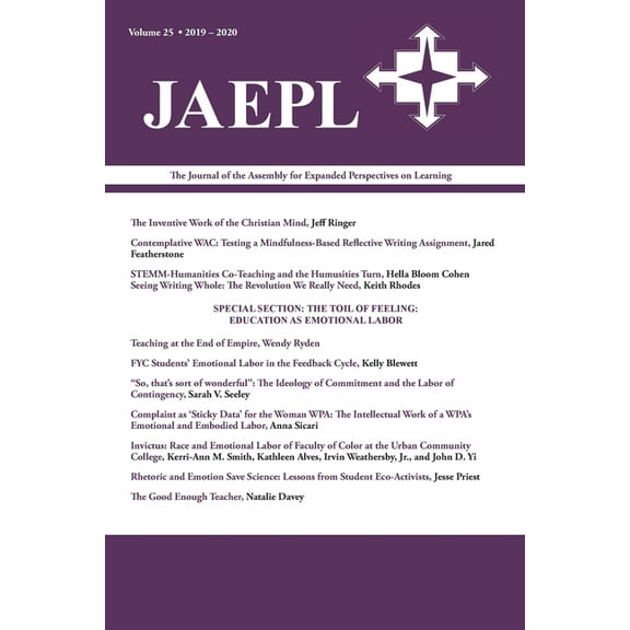 Jaepl 25 (2020): The Journal of the Assembly for Expanded Perspectives on Learning (Paperback)