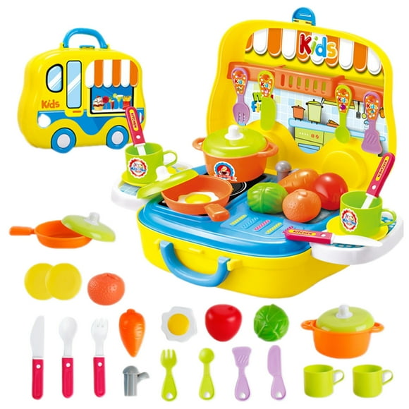 Mini Kitchen Pretend Play Toy Set For Kids Toddler Suitcase Cooking Set Plastic 27X9.5X25Cm