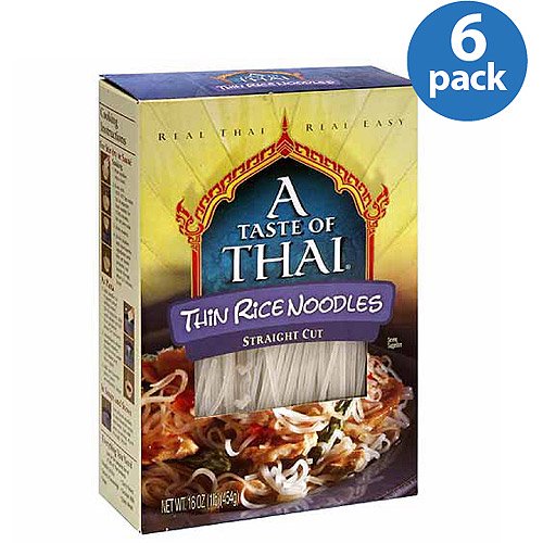 A Taste of Thai Straight Cut Thin Rice Noodles, 16 oz, (Pack of 6