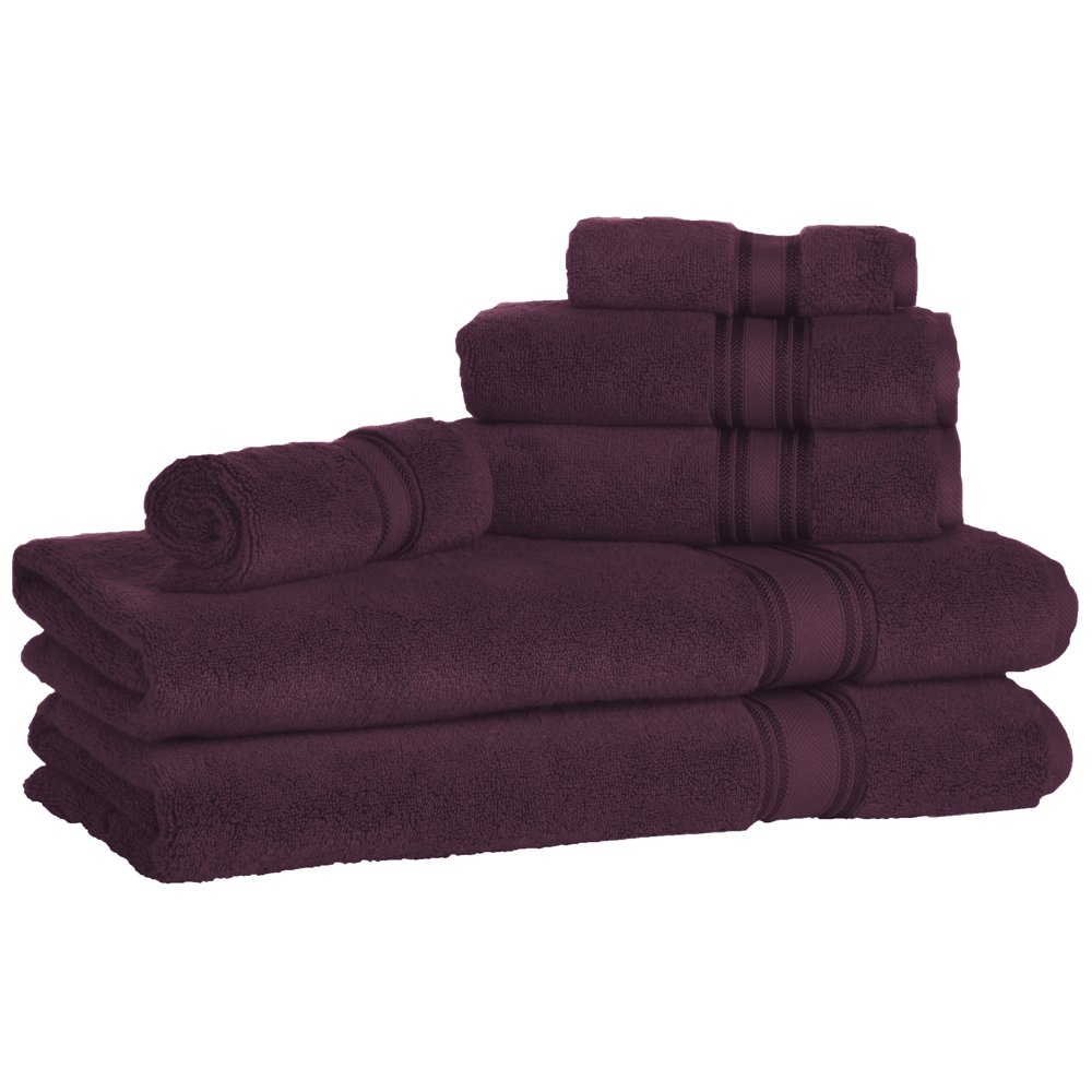 Addy Home Premium Ensemble 6 Piece Bath Towel Set, Burgundy (2 Bath, 2