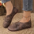 thumbnail image 4 of IEMIEMIEM Women's Vintage Distressed Bow Tie Flats Casual Slip On Loafers Comfortable Soft Sole Walking Shoes Brown 10 Wide, 4 of 7