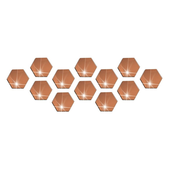 Riforla Hexagon Acrylic DIY Wall Sticker 3D Stereo Home Decor with Adhesive Wall stickers Rose Gold