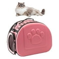 thumbnail image 4 of Transportín para gatos, plegable, transpirable, de gran capacidad, portátil, bolsa de transporte para mascotas con correa de mano para el hombro para viaje en coche, sin patrón, rosa, 4 of 11
