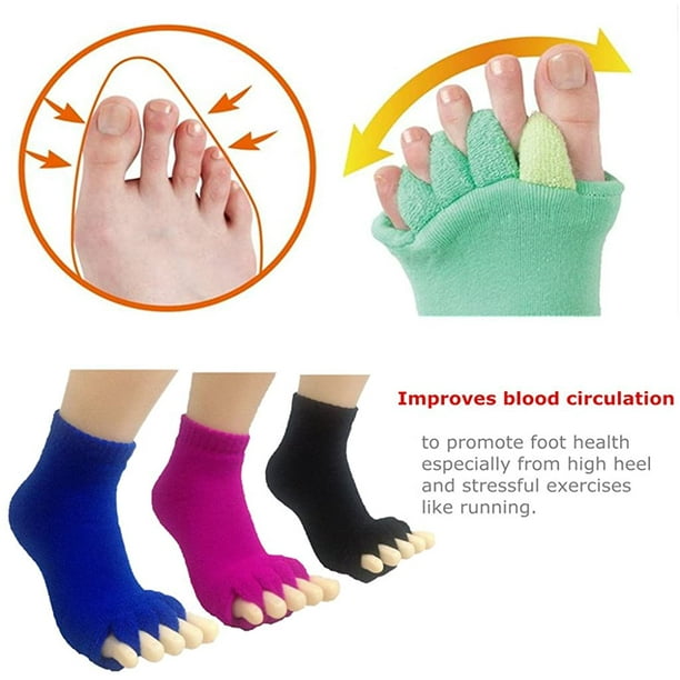 Toe Separator Socks, 3 Pairs Foot Alignment Socks Yoga GYM Massage Toeless  Socks Pain Relief Improves Circulation Stretchy for Women