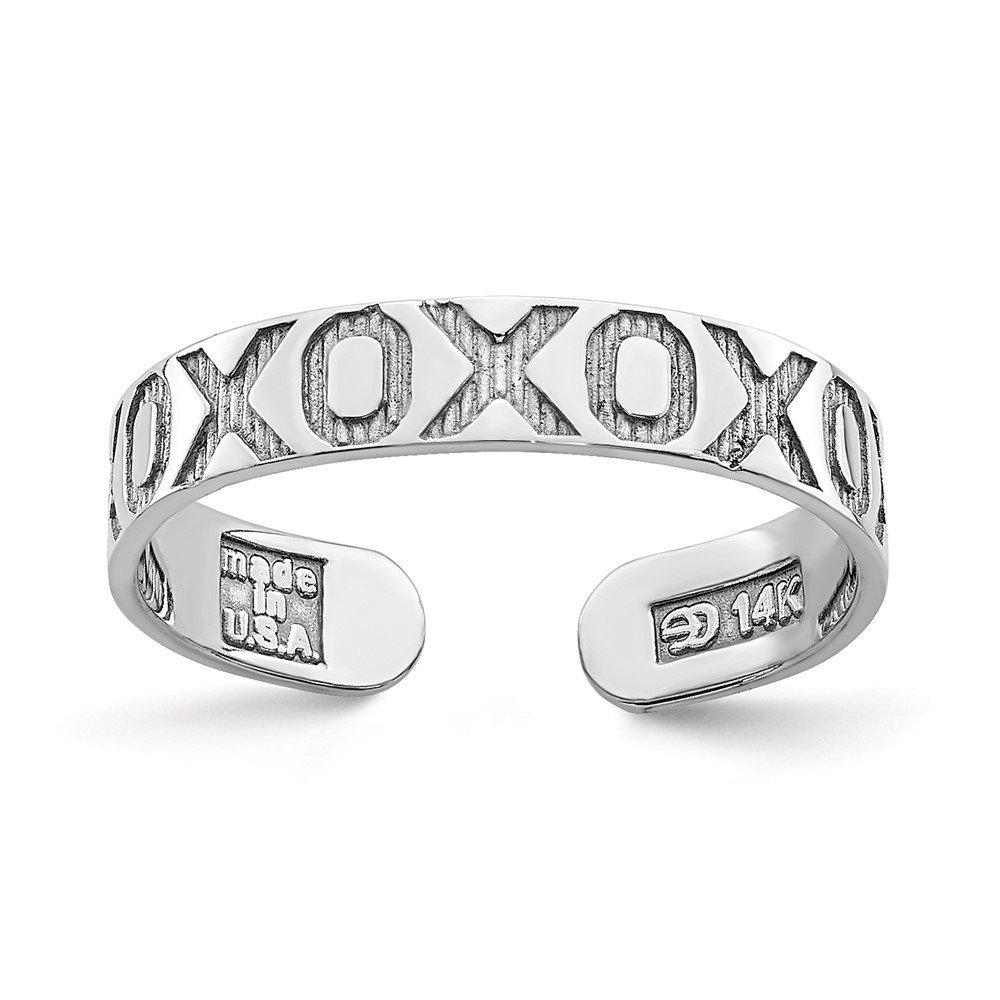 Auriga 14k White Gold X and O Pattern Toe Ring for Women