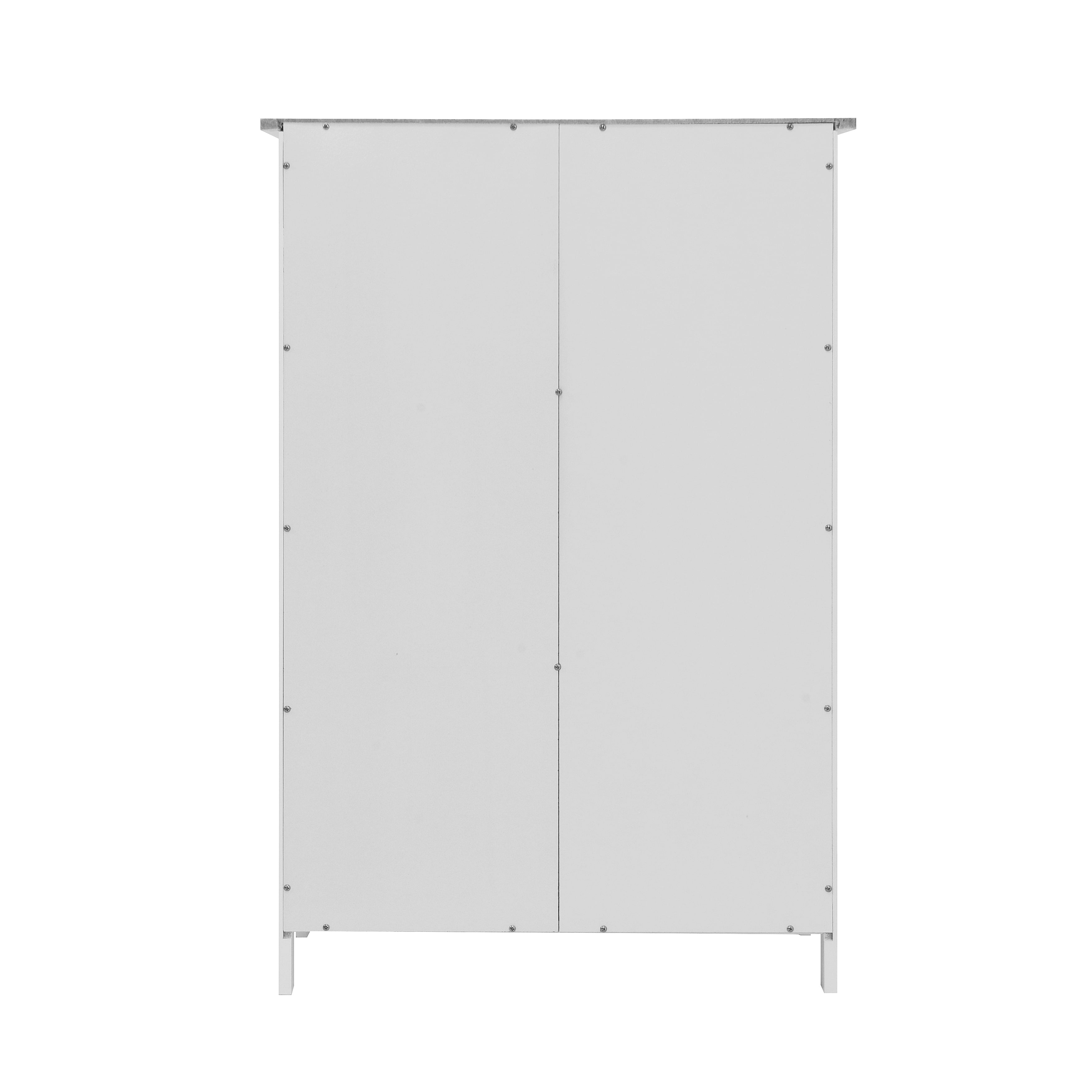 White Bathroom Storage Cabinet, Floor Cabinet with Adjustable Shelf and Drawers