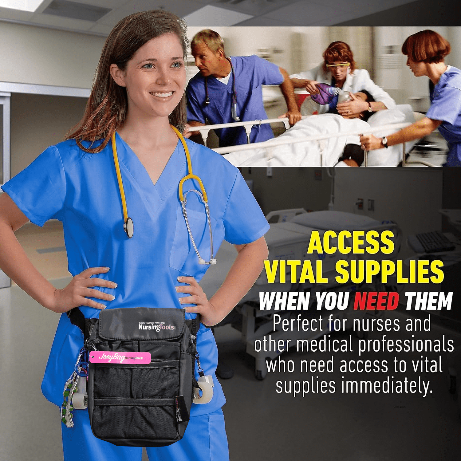 Joey Nurse Fanny Pack Multi Compartment Waist Organizer Tool Bag for Students, Practitioners & Medical Professionals (Black)