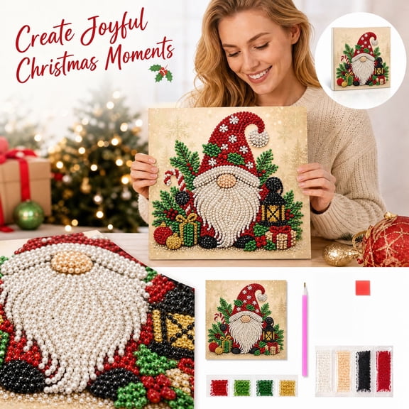 Knisume Diamond Art Kits for Adults – Christmas Pearl Bead Painting Set, Festive Diamond Painting Kit for Holiday Wall Decor, Diamond Art Craft Supply for Home Accent