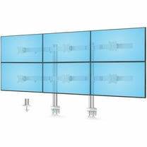 StarTech.com Six-Monitor Desk Mount with Crossbar, Up To 32-inch Computer Screens, Max 17.6lb (8kg) each, Dual Column, C-clamp/Grommet