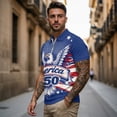 thumbnail image 3 of Aplkyhs 250th Anniversary Eagle Matching Golf Shirts for Couple Quarter Zip Couple Golf Matching Outfits Breathable Fabric Mens Hawaiian Shirt Keep Cool in Hot Weather Washable, 3 of 6