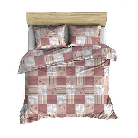 100% Turkish Cotton Red Patchwork Queen Duvet Cover Set