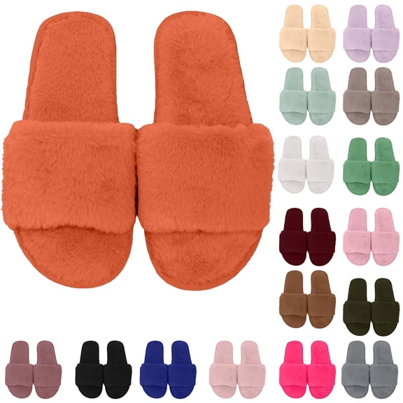 Women Slippers Non-Slip Flat Heel Open Toe Slip-on House Warm Shoes Women's Fashion Casual Home Indoor Outdoor Plus Velvet Warm Slippers