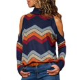 thumbnail image 1 of Blusa de manga larga con cuello alto y hombros descubiertos a la moda para mujer, Top de invierno Adepaton CJWUS-3350, 1 of 8