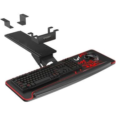 Height Adjustable Keyboard Tray for Desks with/without Beams, 28"x10" Tilting Swiveling Sliding Keyboard Drawer for Gaming and Working