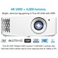 thumbnail image 2 of Optoma UHD38x Bright, True 4K UHD Gaming Projector | 4000 Lumens | 4.2ms Response Time at 1080p with Enhanced Gaming Mode | Lowest Input Lag on 4K Projector | 240Hz Refresh Rate | HDR10 & HLG, 2 of 5