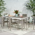 thumbnail image 2 of Justin Outdoor Modern 6 Seater Aluminum Dining Set with Wicker Table Top, Gray, Silver, Taupe, 2 of 11