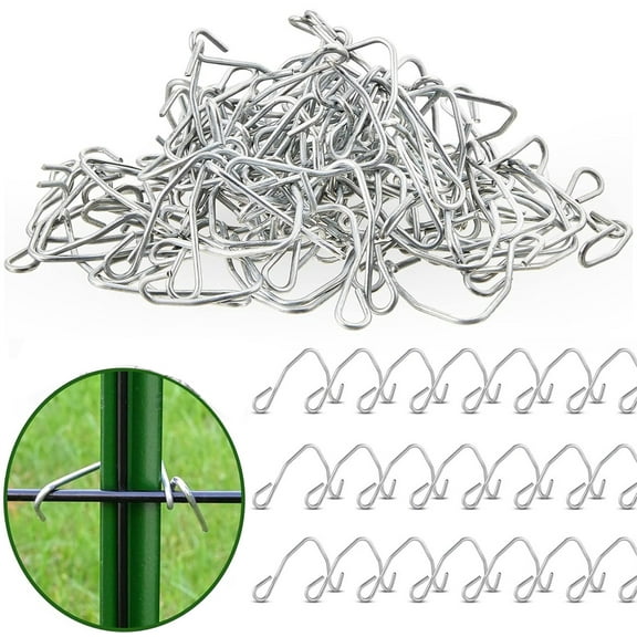 T Post Clips 100 Pcs,Happon Galvanized Steel Fence Clips,Fence Wire Clips for Tightening Farm, Ranch, Garden Fence Wires,Time-Saving Convenient Pre-Cut Wire Ties