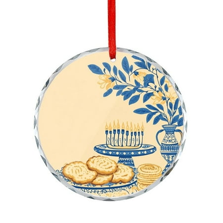 Christmas Hanukkah Crystal Glass Ornament Hanukkah Decorations Holiday Ornaments Hanging Ornaments Xmas Tree Decor for Family Friends Lovers