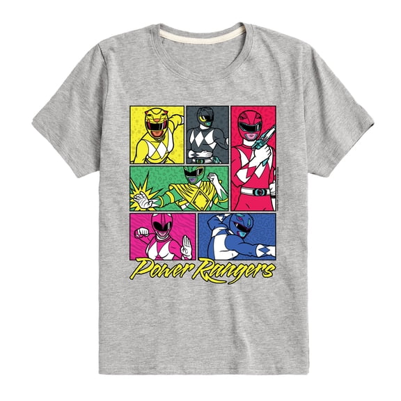 Power Rangers - Character Grid- Boy's Short Sleeve Tee Short Sleeve Graphic T-Shirt