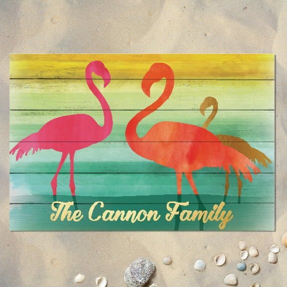 Personalized Doormat - Pink Flamingos