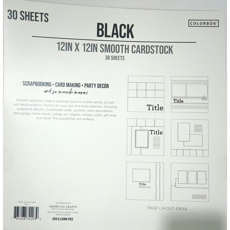 SIMPLE STORIES COLOR VIBE BLACK CARDSTOCK 12''X12'' - Scrapbook