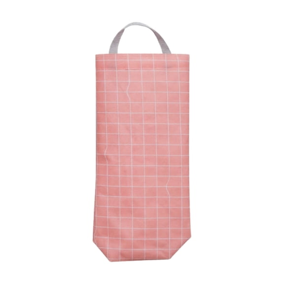 Wall-Mounted Bag Holder, Oxford Cloth Fabric Hanging Organizer for Trash Bag and Grocery Plastic Bags in Kitchen for Space Saving Storage and Home Management Red