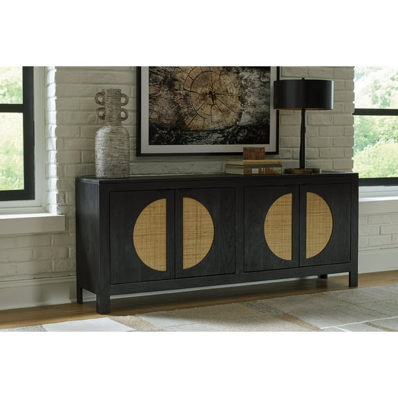 Signature Design by Ashley Cliffiings 4 Door Accent Storage Cabinet with 2 Shelves, Black