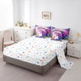 thumbnail image 6 of Homewish Chic Unicorn 7 Pieces Bedding Comforter Set,Magic Cartoon Animal Full Bedding Set,Multicolor Flower Floral Fitted Sheet Flat Sheet For Princess,Breathable Home Decor Reversible, 6 of 9