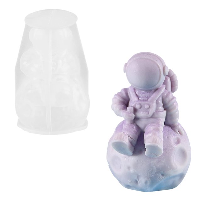 Molde de silicona de astronauta 3D para velas hechas a mano, moldes de silicona para manualidades, suministros para hacer regalos, molde de silicona para jabón