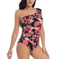 thumbnail image 3 of Goofa Trendy Floral Pattern Women's One Piece Swimsuits Tummy Control Bathing Suits Asymmetric One Shoulder Swimwear-Medium, 3 of 6