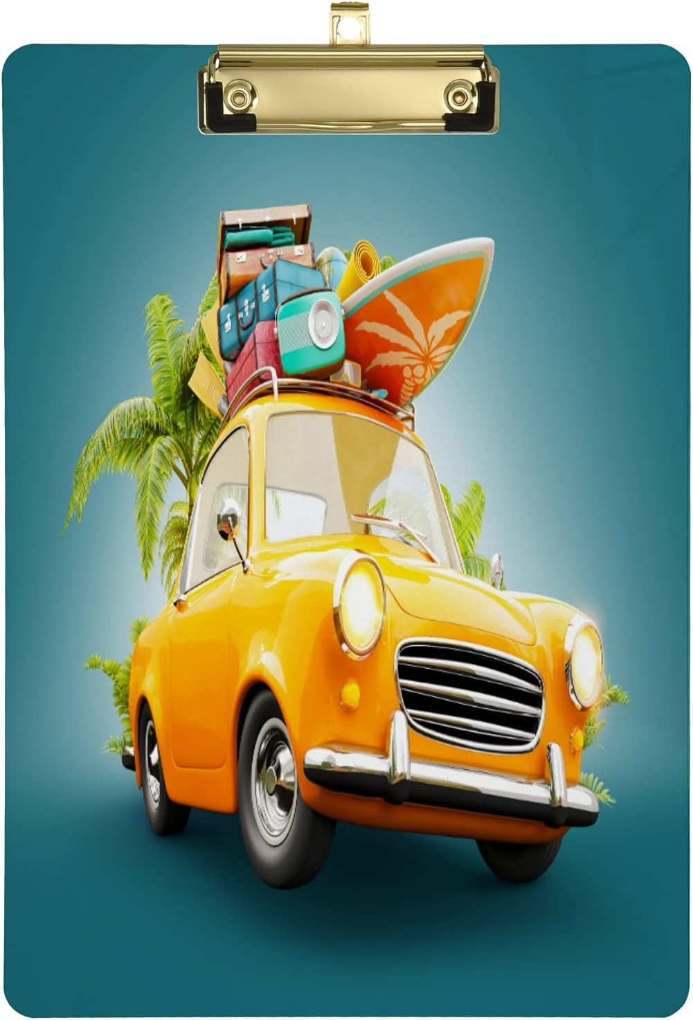 FMSHPON Summer Tourist Yellow Car Clipboard Hardboard Wood Nursing Clip