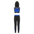 thumbnail image 4 of iixpin Modern Hiphop Street Dance Sweatsuits Mesh Hoodie Crop Top with Sweatpants Summer High Street Outfit Blue 6, 4 of 5