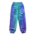 thumbnail image 5 of Kaerm Metallic Harem Pants for Girls Boys Hip Hop Street Dance Trousers Sweatpants Gymnastics Bottoms Blue 6, 5 of 6