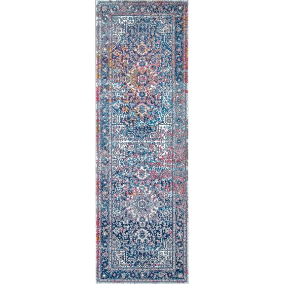 nuLOOM Lilah Medallion Vintage Runner Rug, 2' 8" x 8', Blue