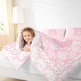 thumbnail image 3 of Manfei Pink Princess Bow Letter B Queen Comforter Set for Girls, Boho Damask Flower Bedding Comforter Set, Pink Reversible, 3-Piece, 3 of 6